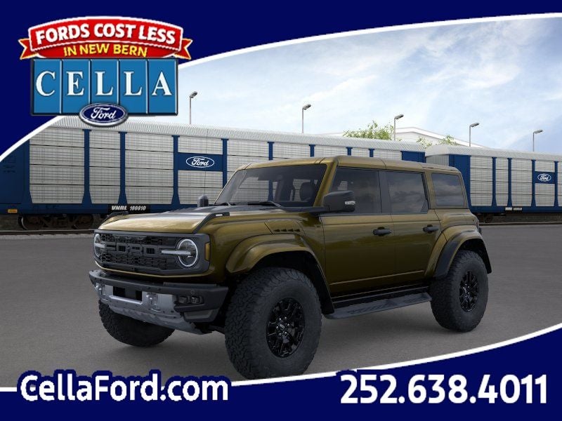2026 Ford Bronco Raptor in Shelter Green Metallic — front three-quarter view