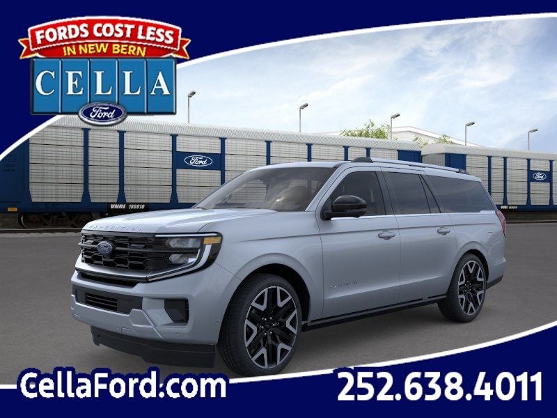2026 Ford Expedition MAX Platinum in Glacier Gray Metallic Tri-Coat — front three-quarter view