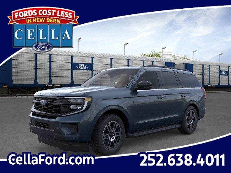 2026 Ford Expedition Active in Stone Blue Metallic — front three-quarter view