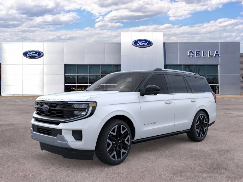 2026 Ford Expedition Platinum in Star White Metallic Tri-Coat — front three-quarter view
