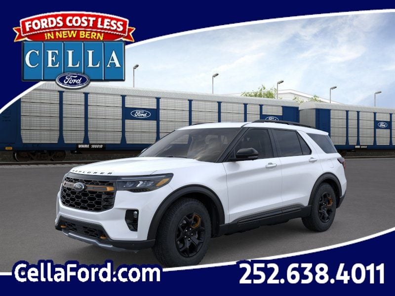 2026 Ford Explorer Tremor in Star White Metallic Tri-Coat — front three-quarter view