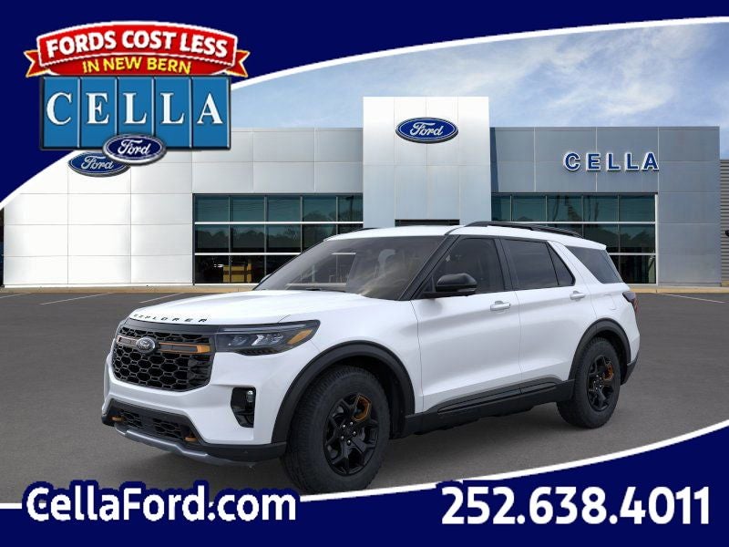 2026 Ford Explorer Tremor in Star White Metallic Tri-Coat — front three-quarter view