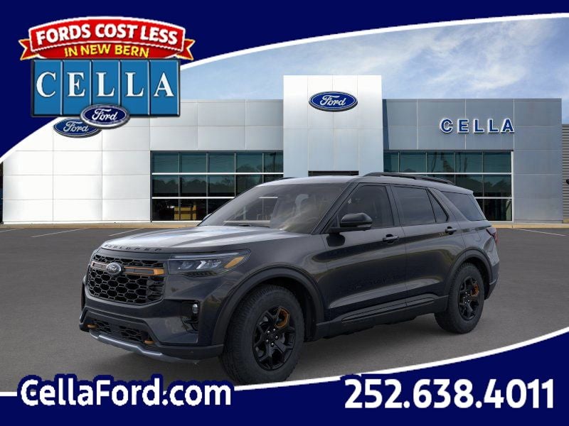 2026 Ford Explorer Tremor in Agate Black Metallic — front three-quarter view
