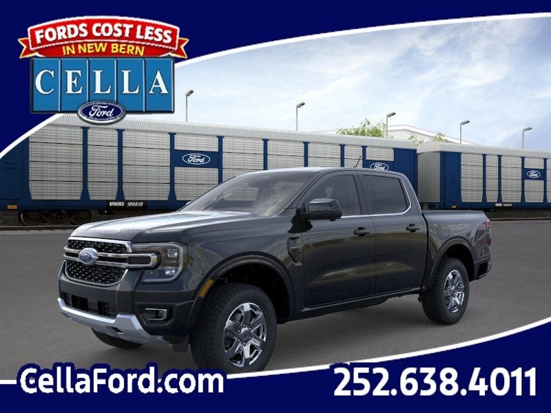 2026 Ford Ranger Lariat in Shadow Black — front three-quarter view