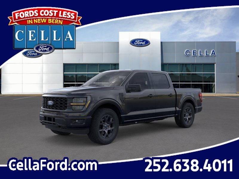 2026 Ford F-150 STX in Agate Black Metallic — front three-quarter view