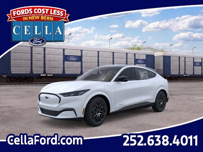 2026 Ford Mustang Mach-E Premium in Star White Metallic Tri-Coat — front three-quarter view