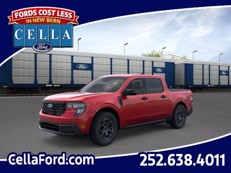 2026 Ford Maverick XLT in Ruby Red Metallic Tinted Clearcoat — front three-quarter view