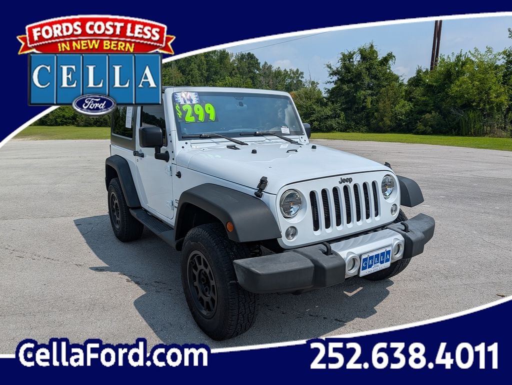 2014 Jeep Wrangler Sport in Bright White Clearcoat — front three-quarter view