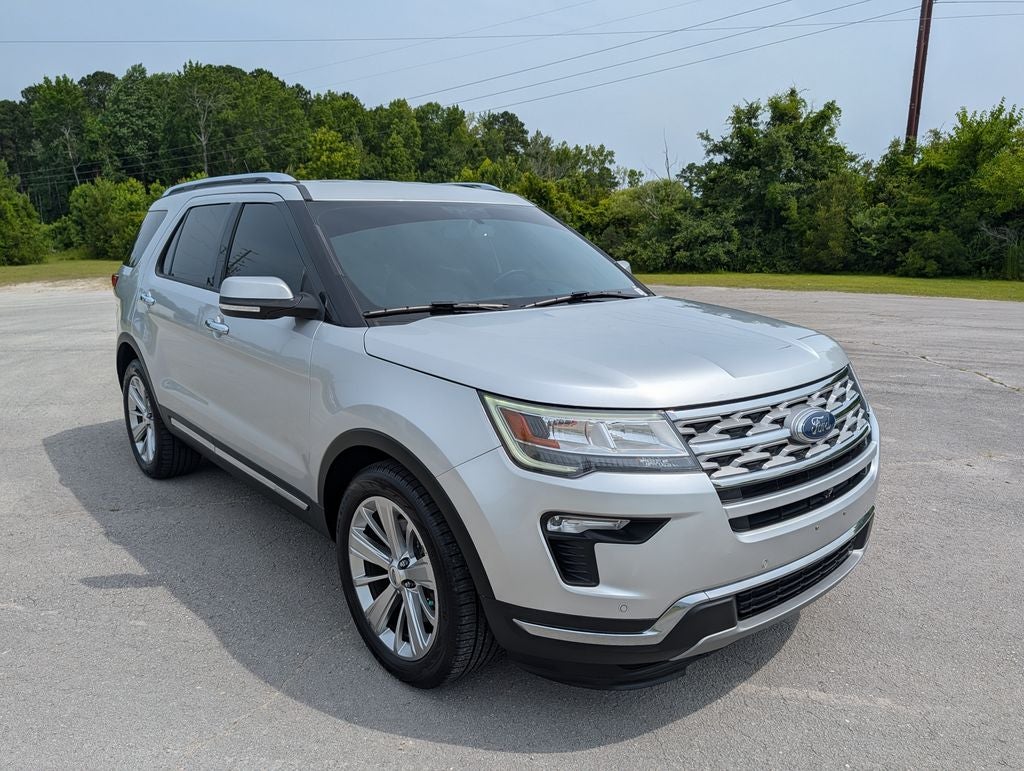 2019 Ford Explorer Limited in Ingot Silver Metallic — front three-quarter view