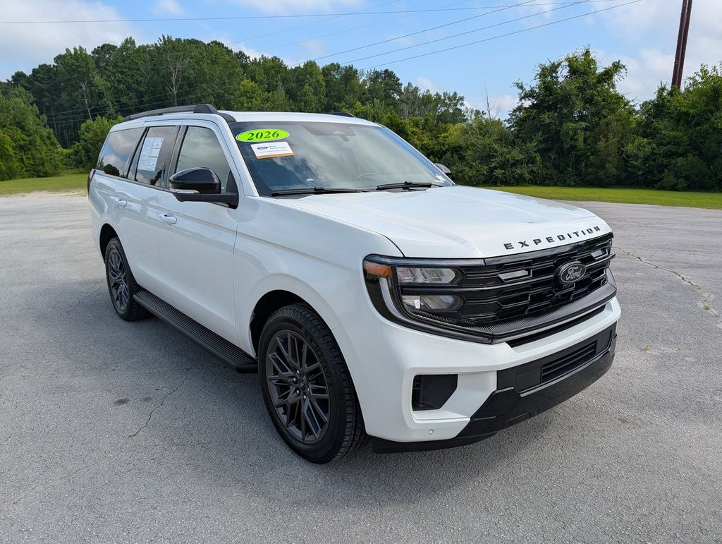 2026 Ford Expedition Platinum in Star White Metallic Tri-Coat — front three-quarter view