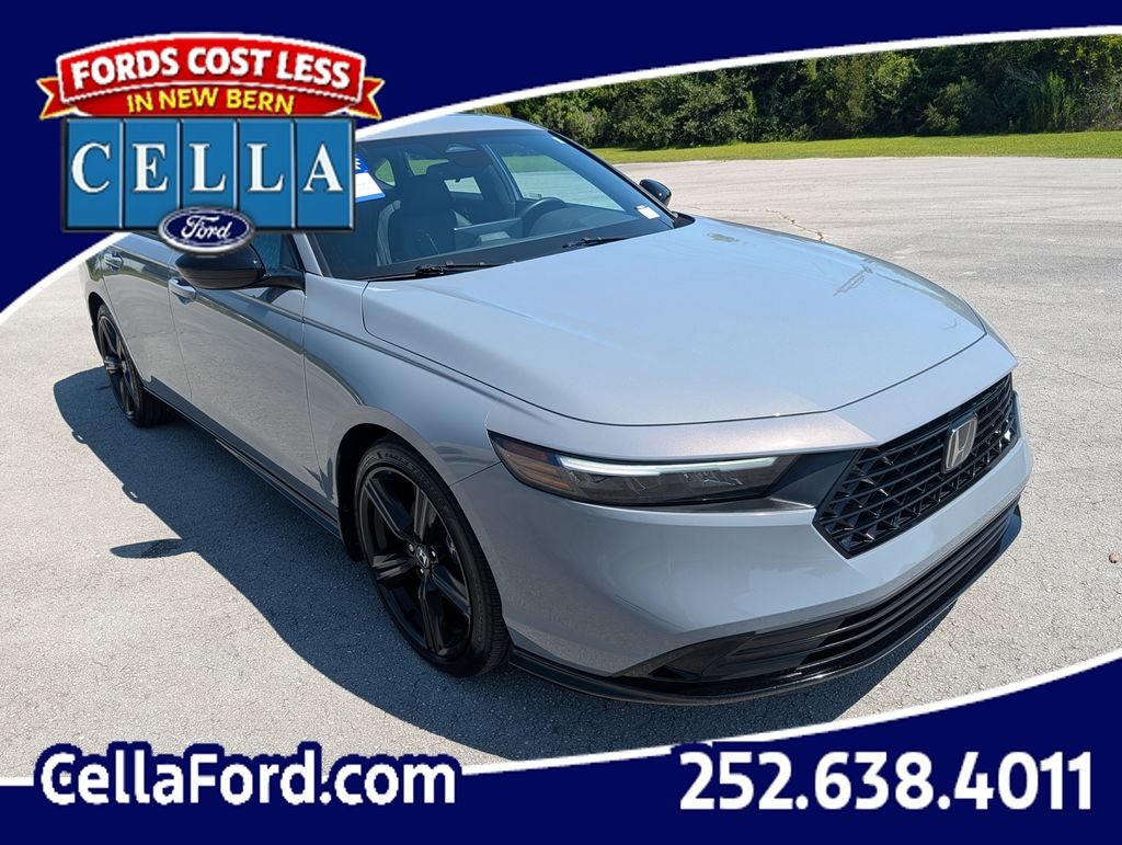 2025 Honda Accord Hybrid Sport-L in Urban Gray Pearl — front three-quarter view
